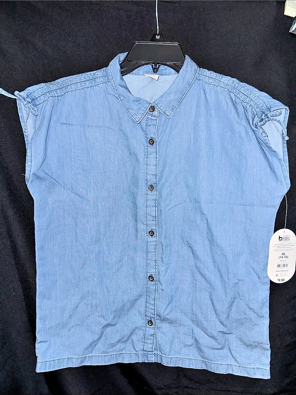 Wonder Nation WN Camp Top Girls Blue Button Down Shirt XL